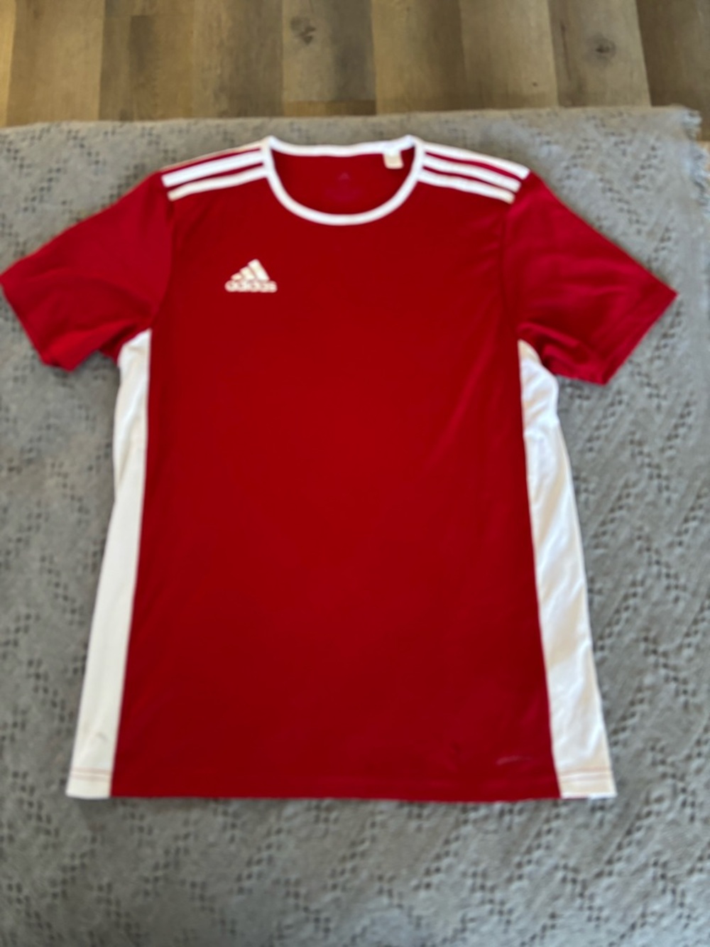 adidas Red and White Kids Short Sleeve Soccer Jersey